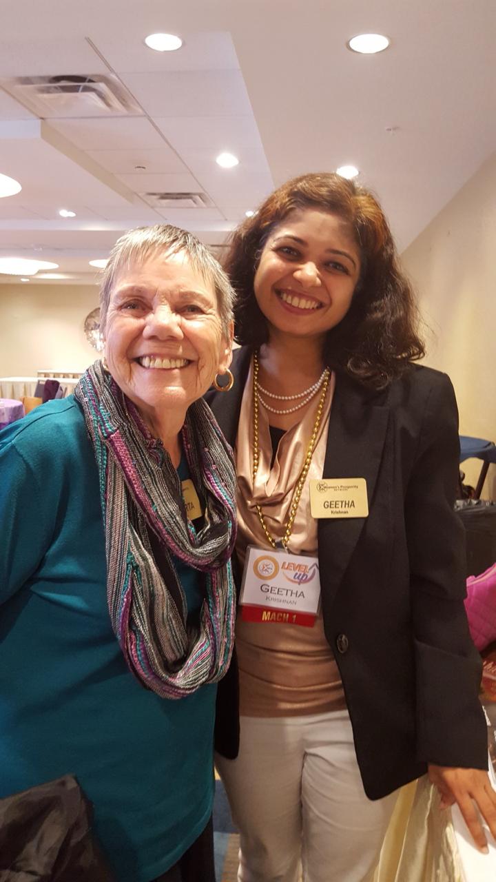 Geetha Krishnan with a fellow participant at a professional gathering